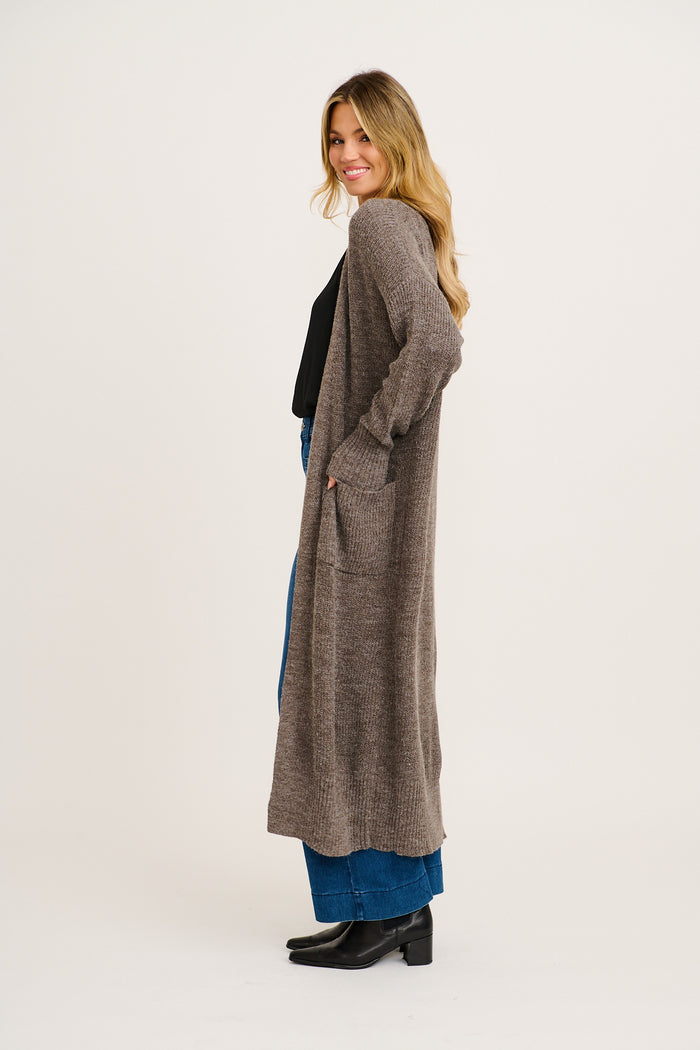 Cuddle Cloud Knit Cardigan in Charcoal Wool Blend side