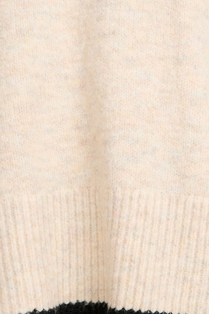 Morning Mist Knit in Cream with Black Trim Wool Blend fabric