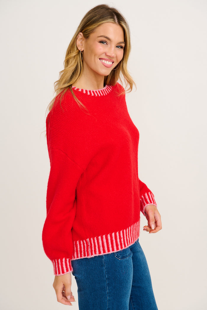 Maggie Knit in Red Wool Blend side