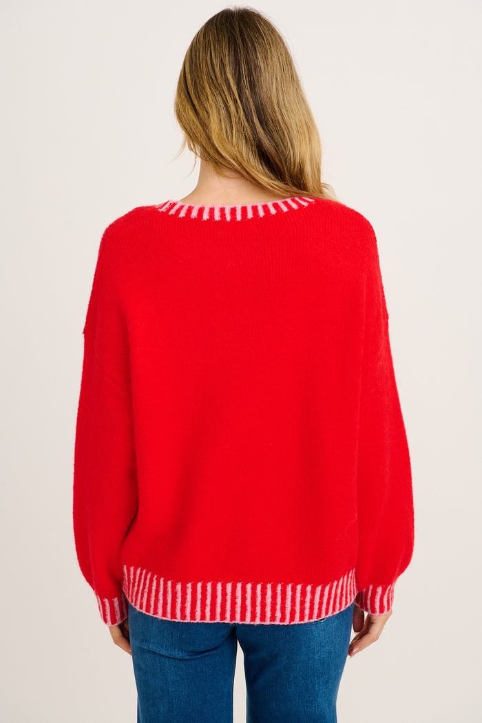 Maggie Knit in Red Wool Blend back