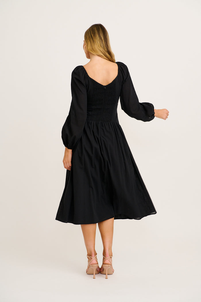 Golden Moon Maxi Dress in Black Cotton back