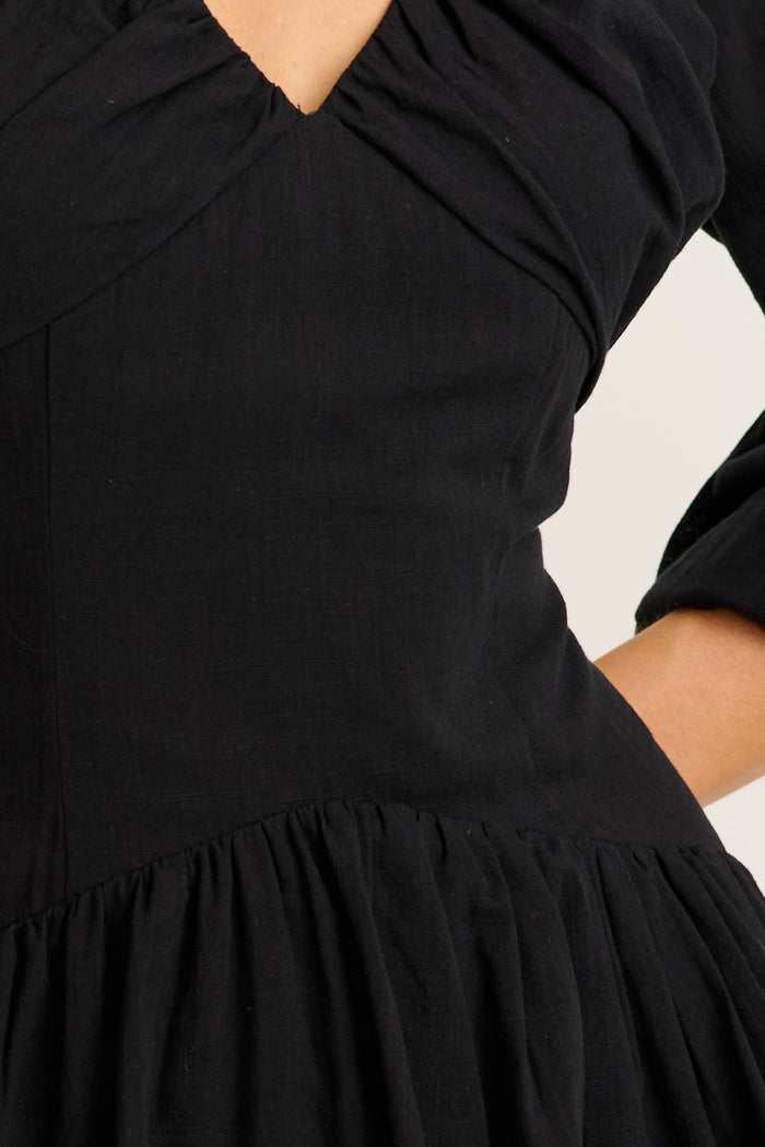 Golden Moon Maxi Dress in Black Cotton detail