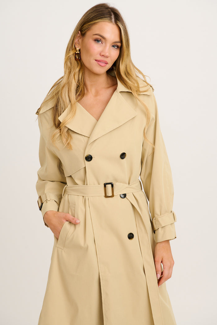 Galilea Trench Coat in Beige front
