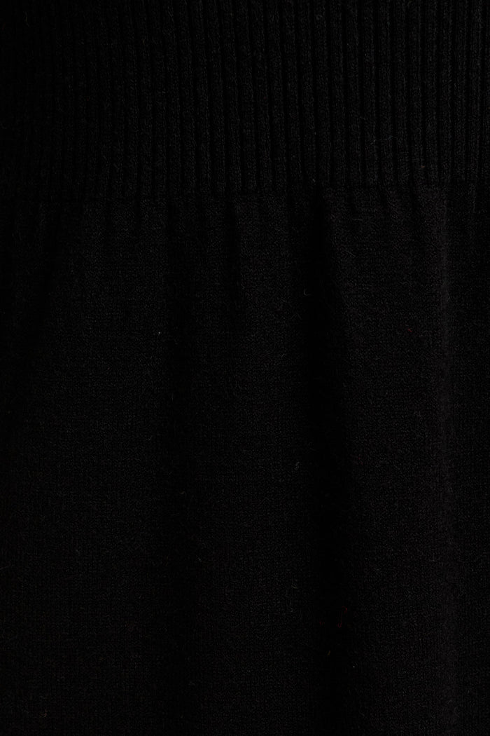 Contour Knit Zip Midi Dress in Black fabric