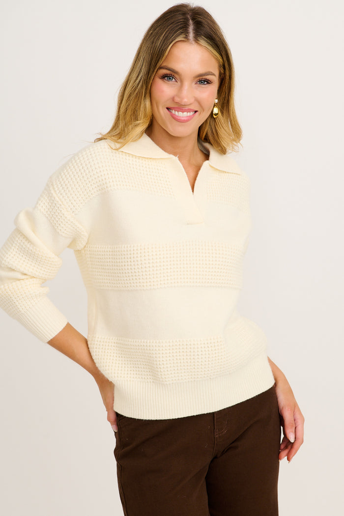 Comfort Knit in Cream Wool Blend front