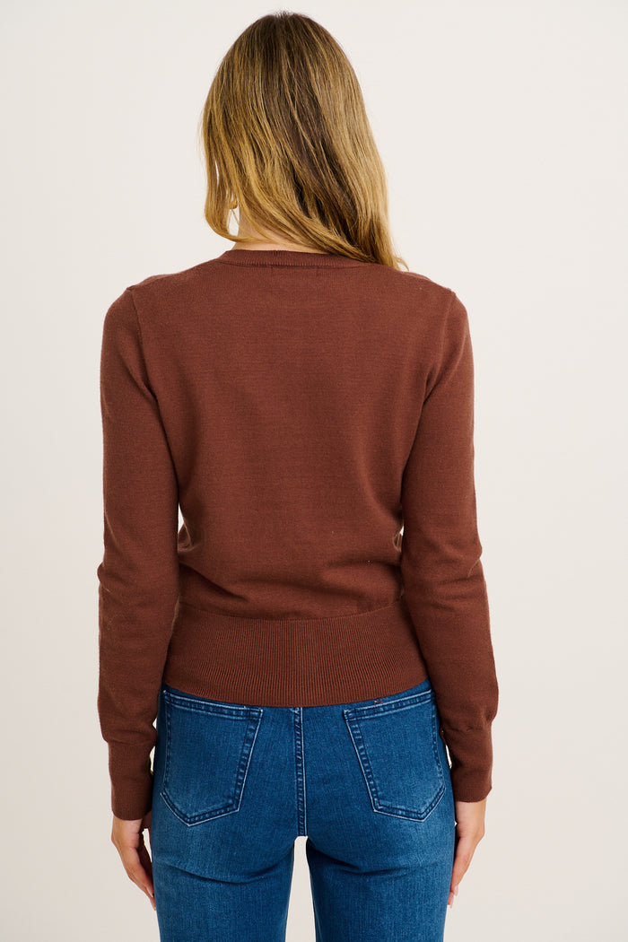 Jasleen Knit Cardigan in Chocolate back