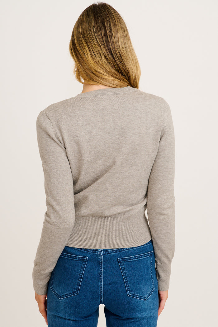 Jasleen Knit Cardigan in Grey back