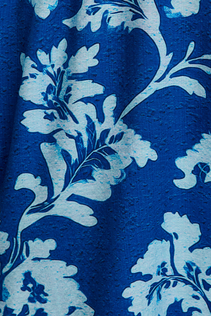 Daylight Loving Shirt Dress in Blue Floral fabric