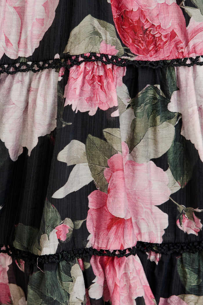 Riverstone Dress in Black with Blush Floral fabric