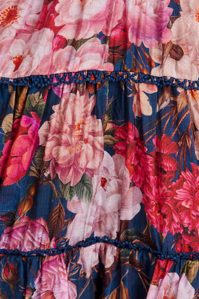 Riverstone Dress in Navy with Blush Floral fabric