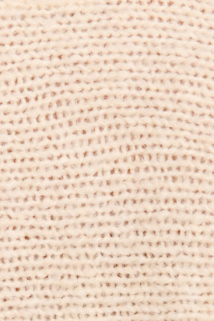 Soft as a Dream Knit Cardigan in Oatmeal And Pink Wool Blend fabric