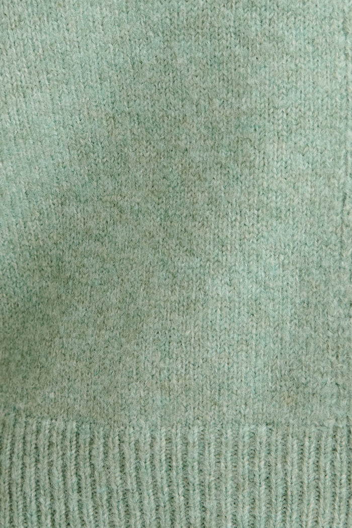 Stylish Chill Knit Cardigan in Sage Green Marle Wool Blend fabric