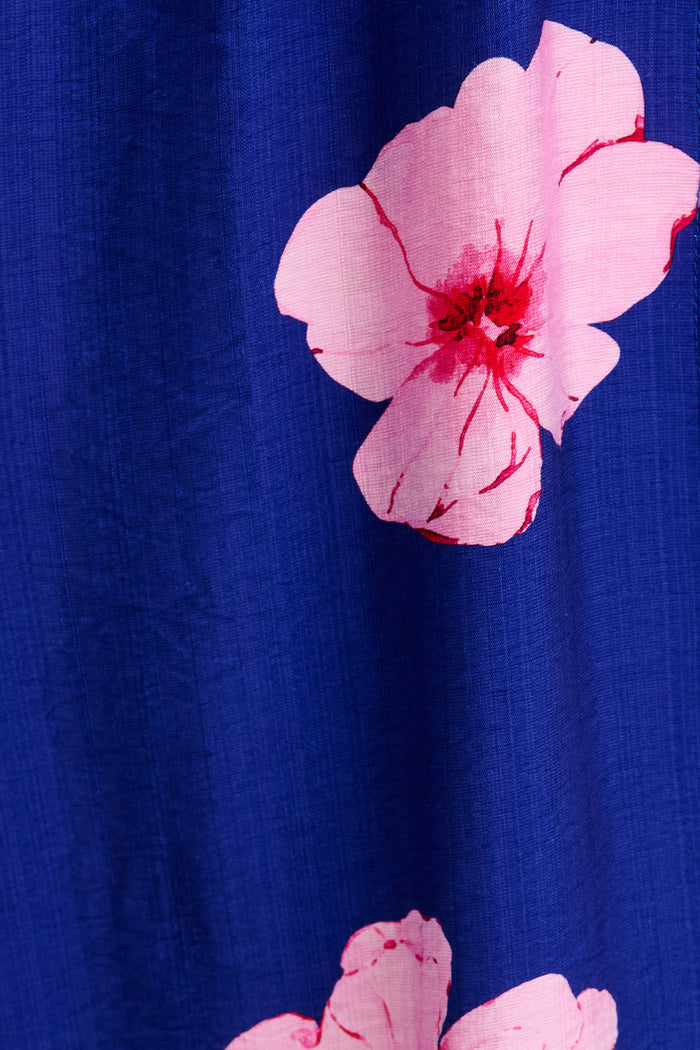 Graceful Elegance Maxi Dress in Navy with Pink Floral fabric