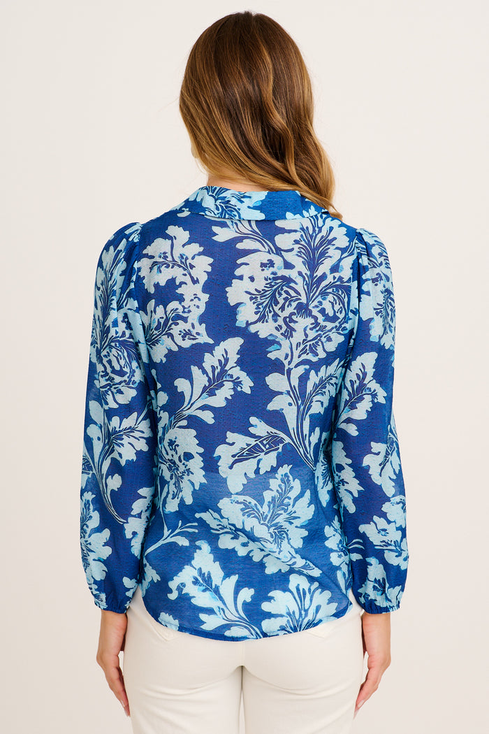 Flower Girl Shirt in Blue Floral back
