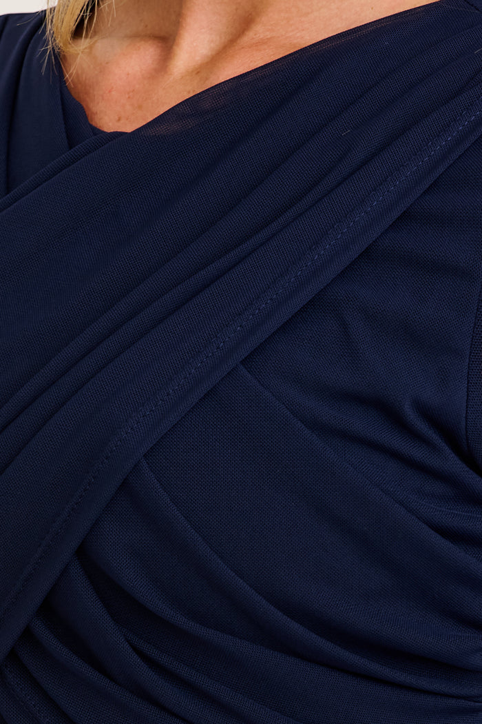 Solveig Maxi Dress in Navy Mesh detail