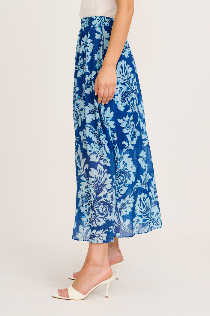 Days In Bloom Maxi Skirt in Blue Floral side