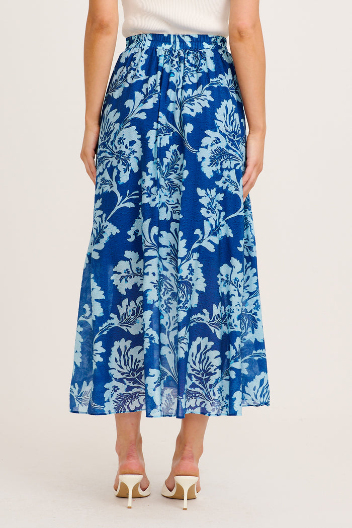 Days In Bloom Maxi Skirt in Blue Floral back