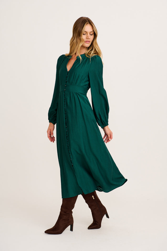 Uncharted Maxi Dress in Emerald side