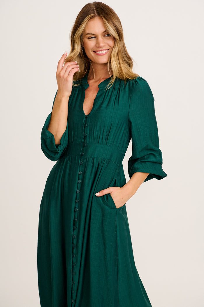 Uncharted Maxi Dress in Emerald front