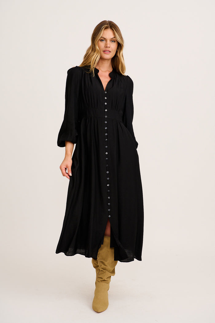 Uncharted Maxi Dress in Black full length