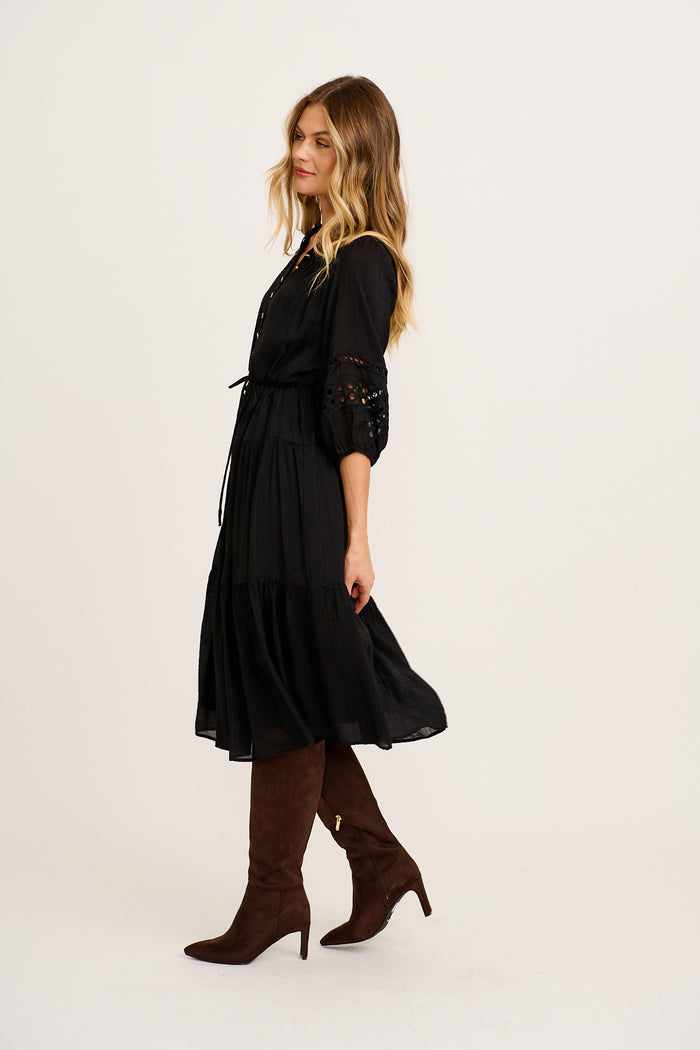 Hyacinth Midi Dress in Black side