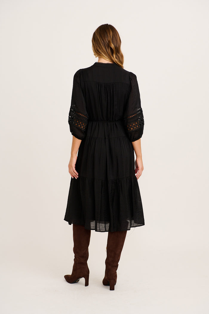 Hyacinth Midi Dress in Black back