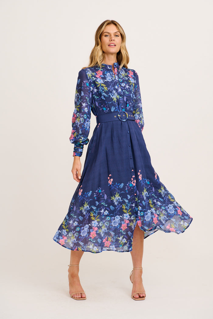 Midnight Maxi Dress in Navy Floral full length