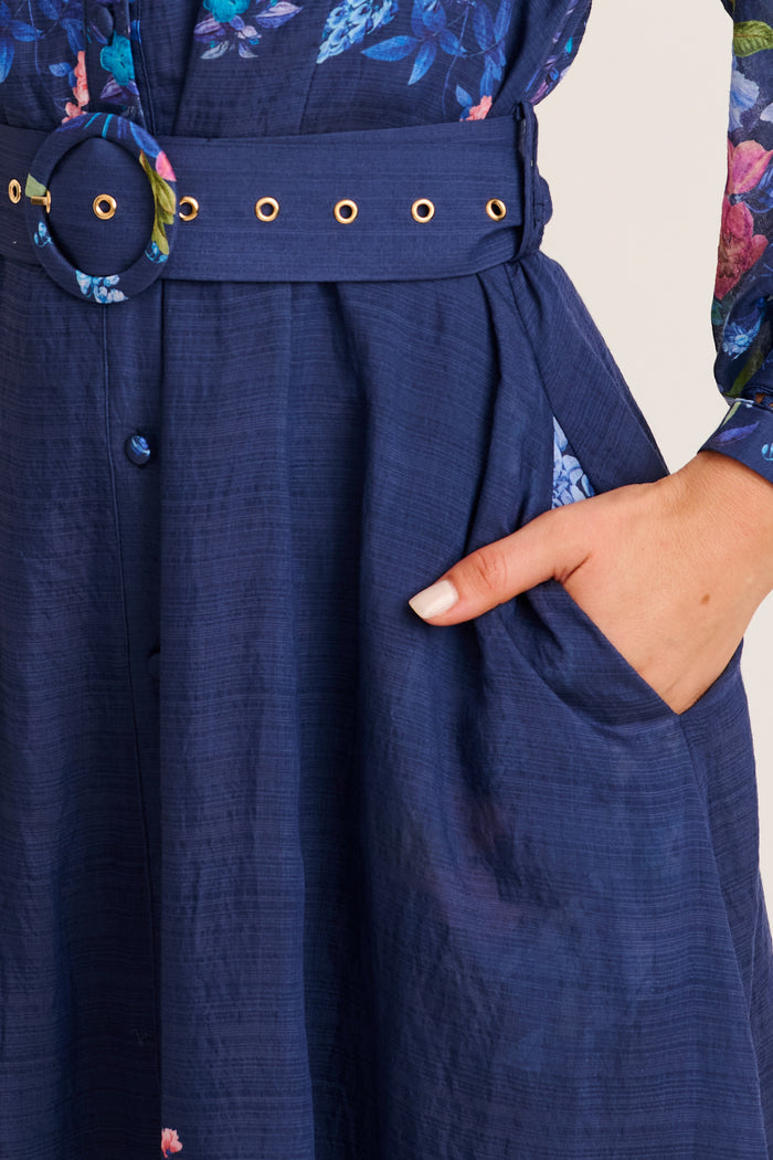 Midnight Maxi Dress in Navy Floral detail