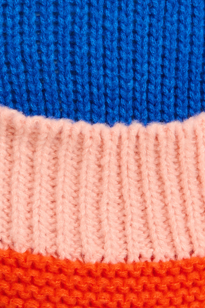 Dreamcatcher Knit Cardigan in Cobalt Blue with Pink Wool Blend fabric