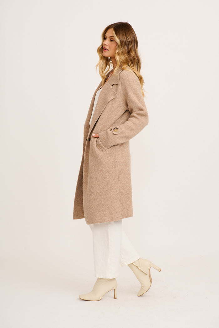 Twirl And Knit Coatigan in Oatmeal Wool Blend side