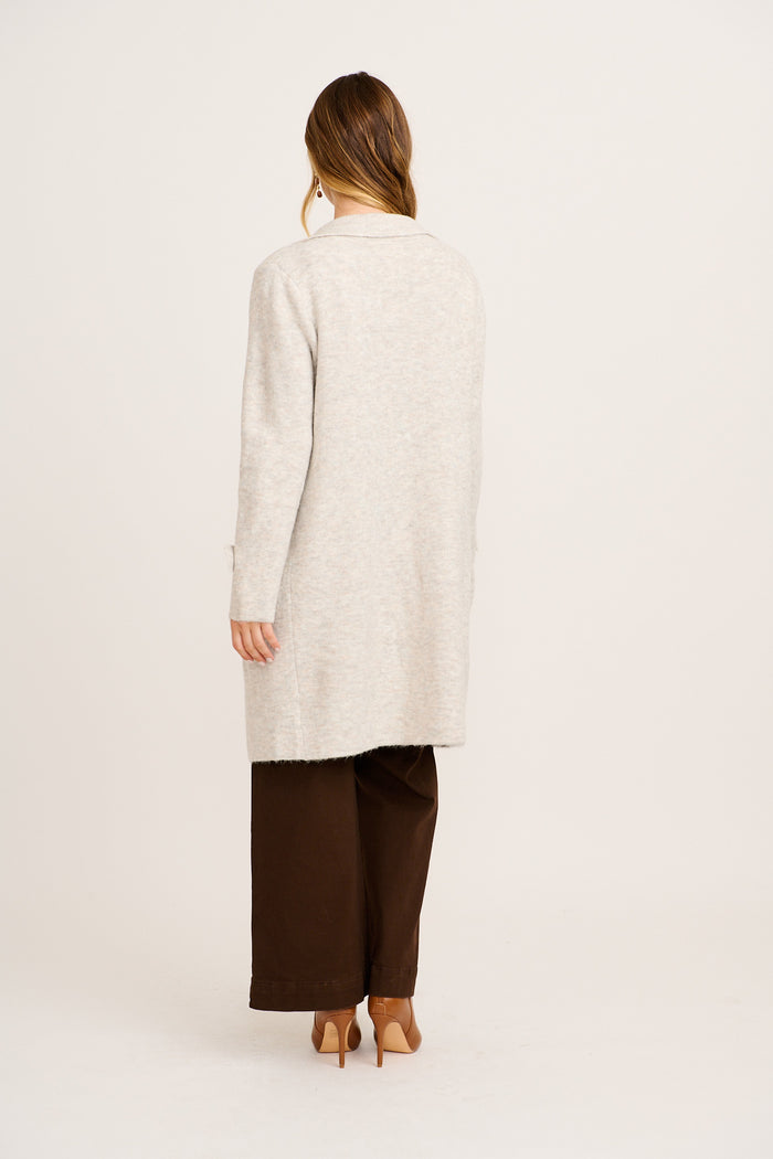 Twirl And Knit Coatigan in Grey Marle Wool Blend back
