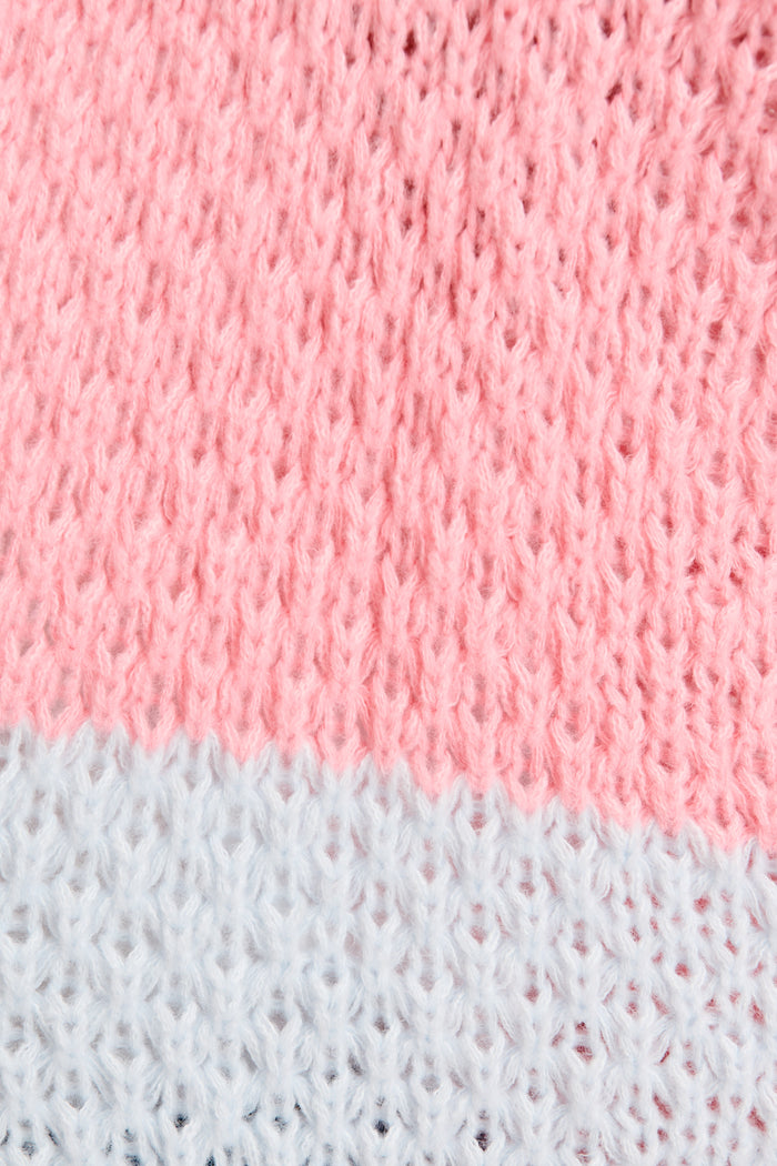 Feather Soft Knit Cardigan in Multi Cream and Pink Wool Blend fabric