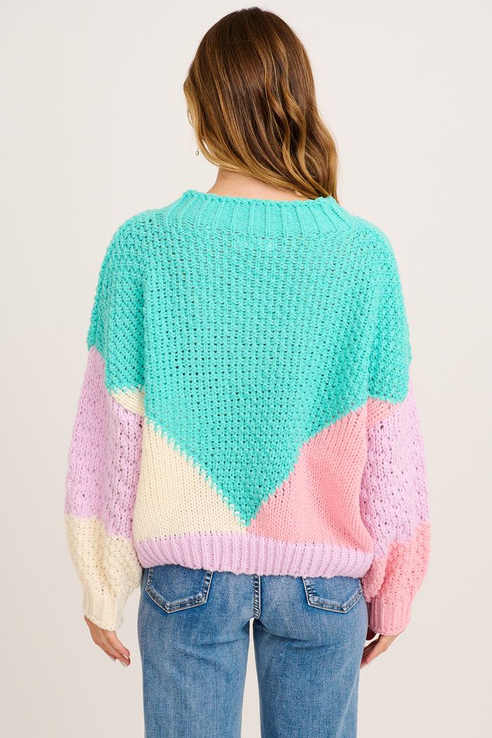Soft Spun Knit in Turquoise Multi Wool Blend back