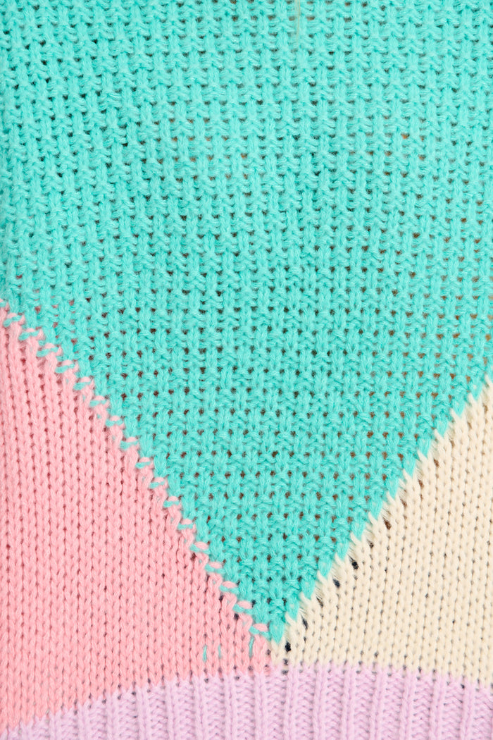 Soft Spun Knit in Turquoise Multi Wool Blend fabric