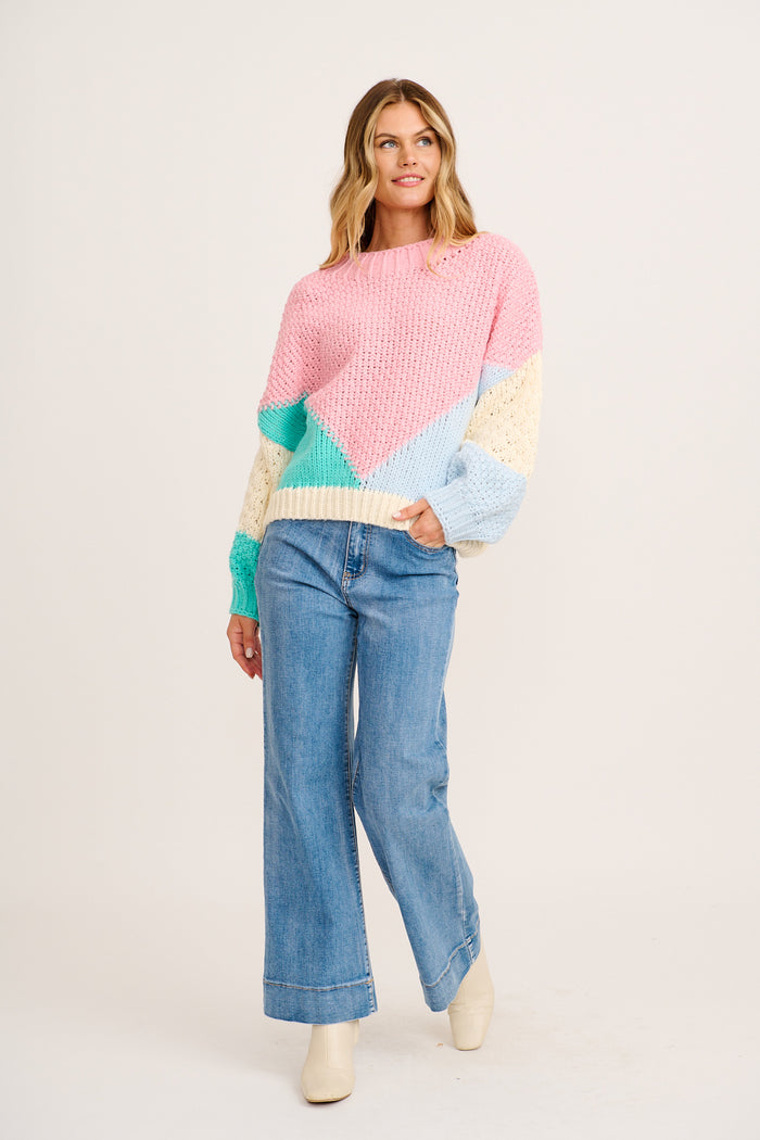 Soft Spun Knit in Pastel Multi Wool Blend full length