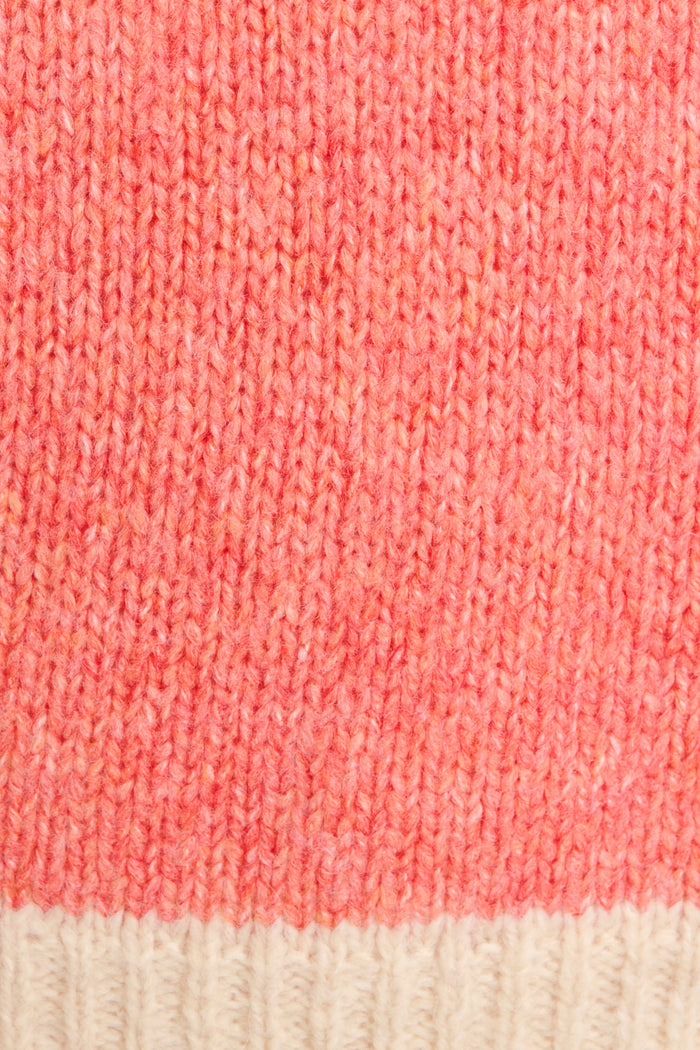 Winter Blush Knit in Pink with Blue Colourblock Wool Blend fabric