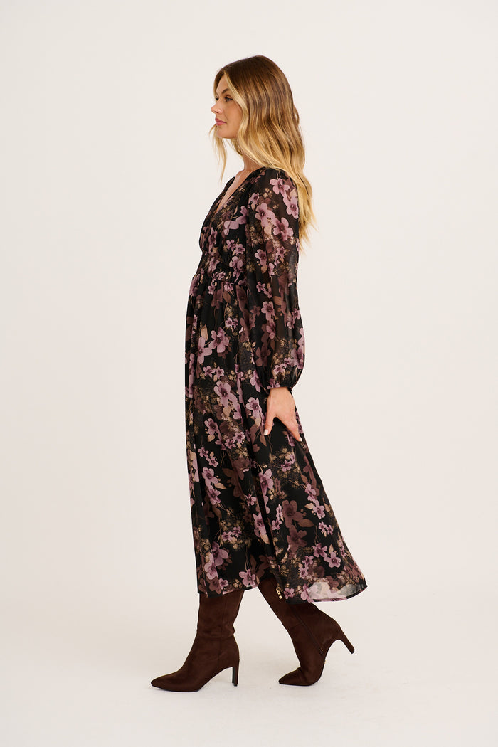 Seeking Thrills Maxi Dress in Black Floral Chiffon side