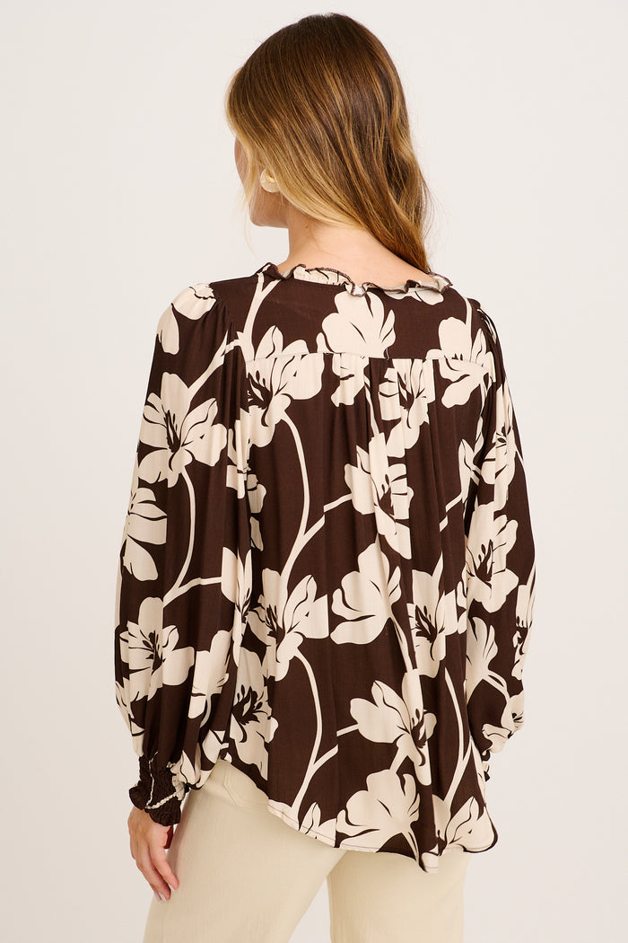 Devotion Top In Chocolate and Cream Floral back