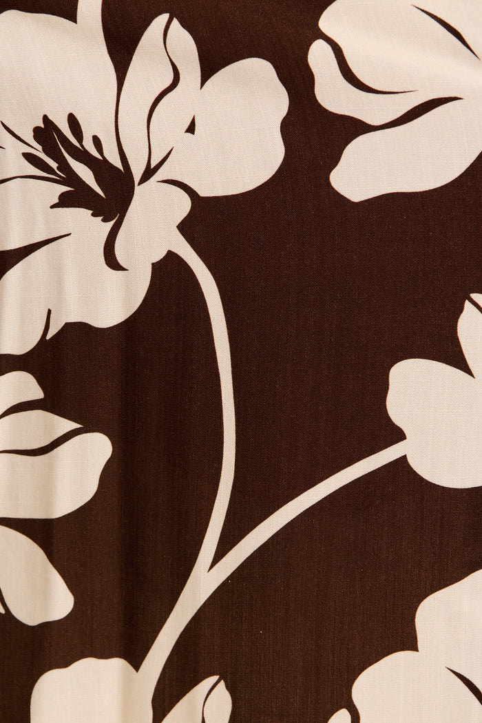 Devotion Top In Chocolate and Cream Floral fabric