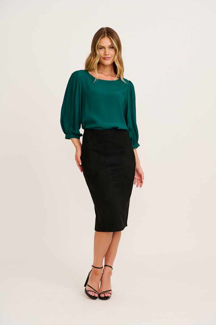 Danity Glow Top in Emerald full length