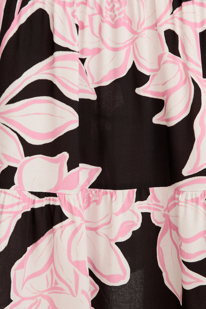 Dare to Dream Maxi Dress in Black with Pink Floral fabric