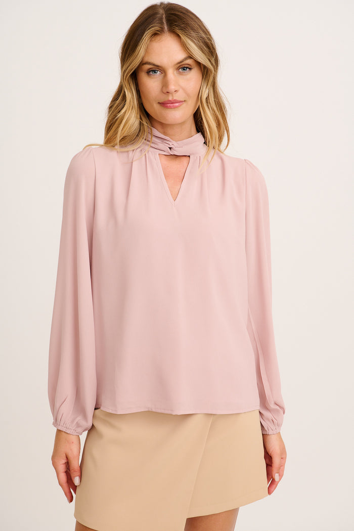 Soft Silhouette Top in Dusty Pink Chiffon front