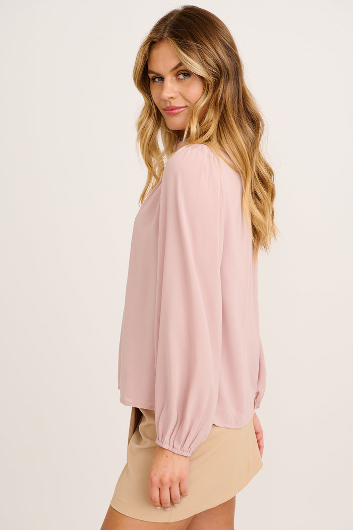 Soft Silhouette Top in Dusty Pink Chiffon side