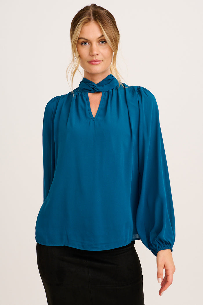 Soft Silhouette Top in Teal Chiffon front