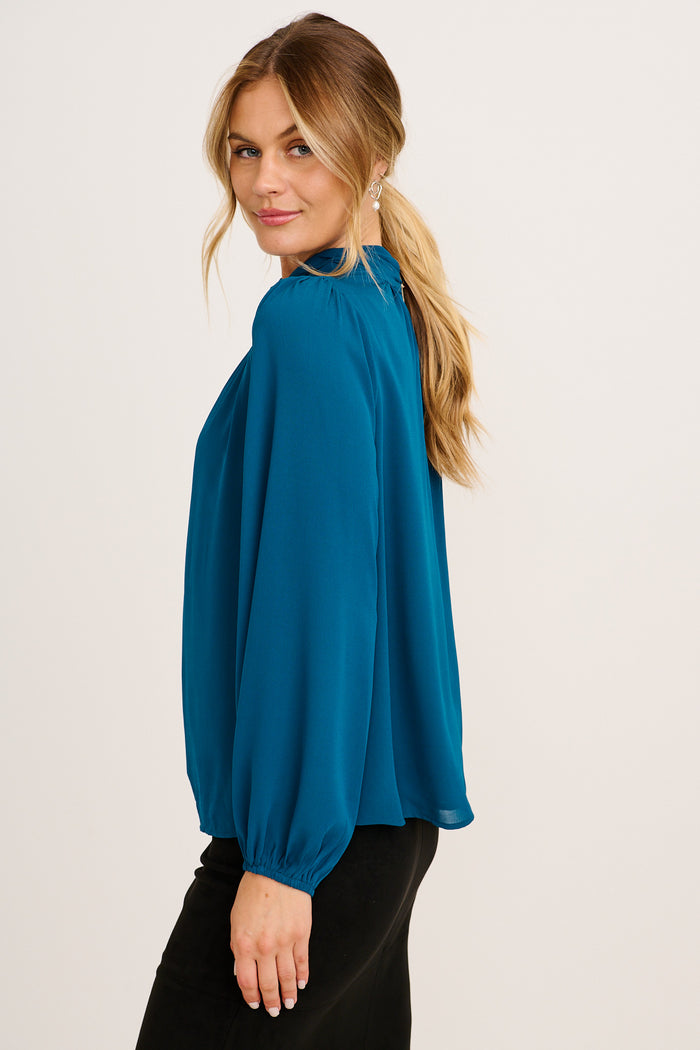Soft Silhouette Top in Teal Chiffon side