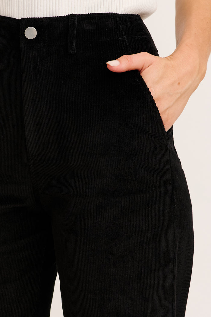Swift Pant in Black Corduroy detail