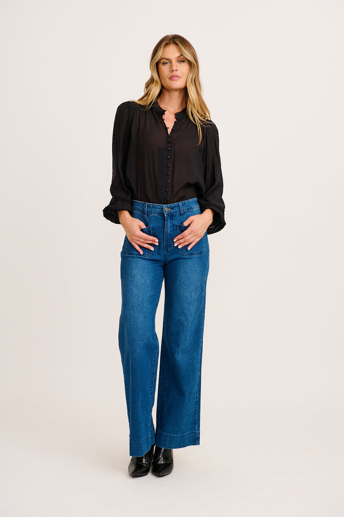 Myrtle Top in Black full length