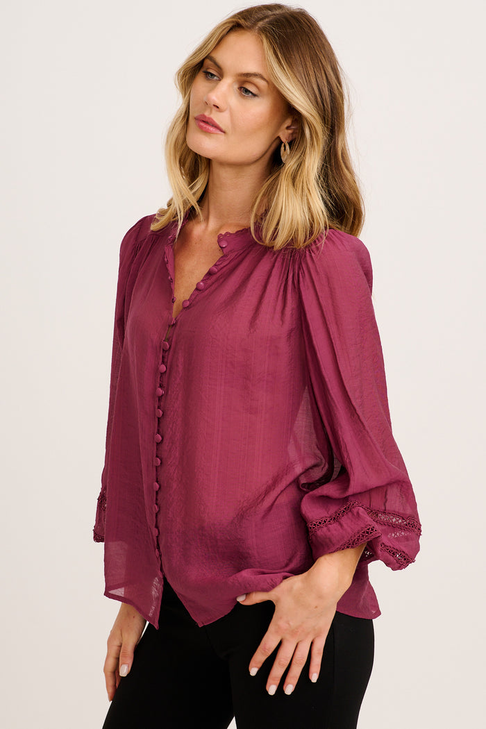 Myrtle Top in Plum side