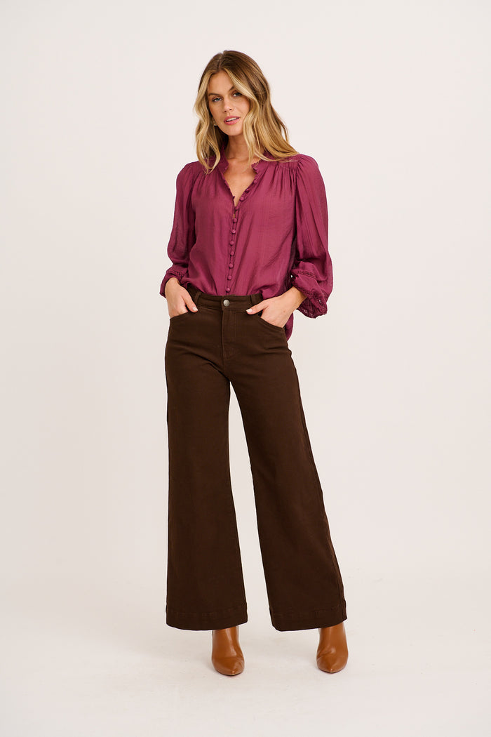Myrtle Top in Plum full length