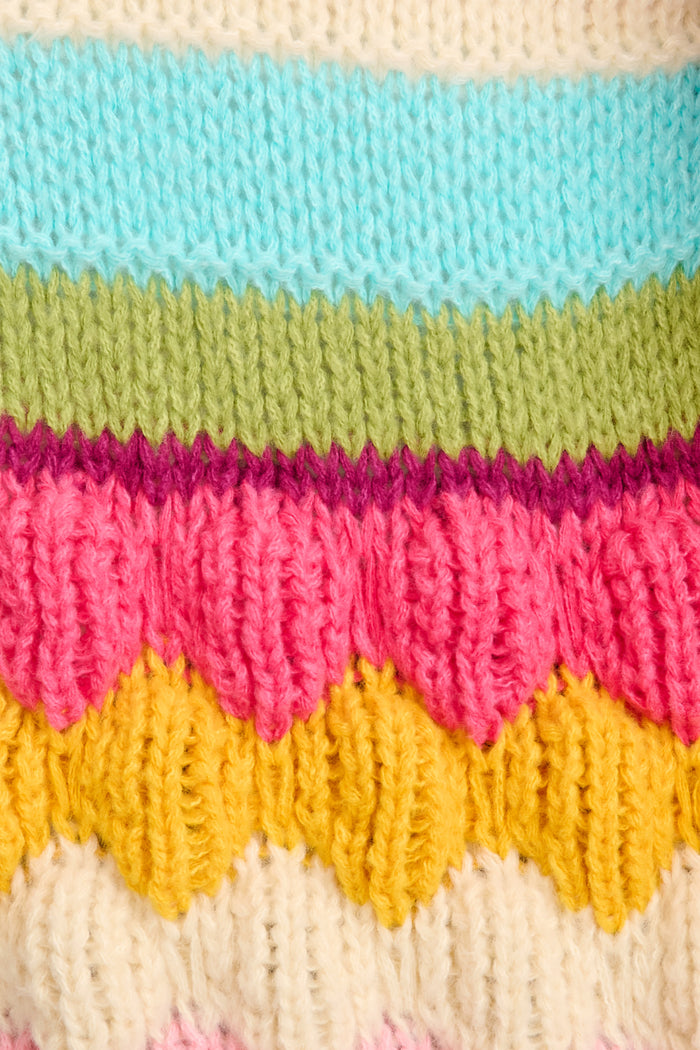 Comfort Club Knit Cardigan in Aqua Multi Wool Blend fabric